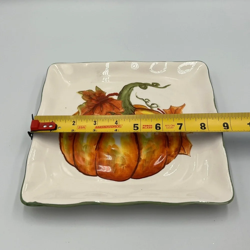 Maxcera Pumpkin Salad Plates Unisex 8.25in Cream NWOT Fall Harvest